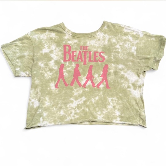 Tops - Women’s Beatles Green tie-dye, cropped t-shirt, Small